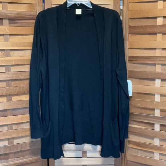 NWT Faded Glory Black Cardigan Sweater Women’s size 1X 16W Rayon Polyester - Picture 1 of 9